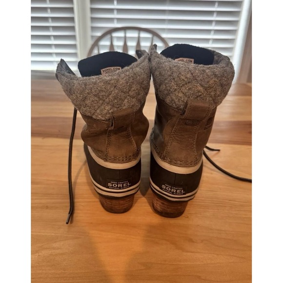 Sorel Slimpack Duck Waterproof Boots Woens Size 9 8 Gray Leather Winter Lace Up - Picture 2 of 6